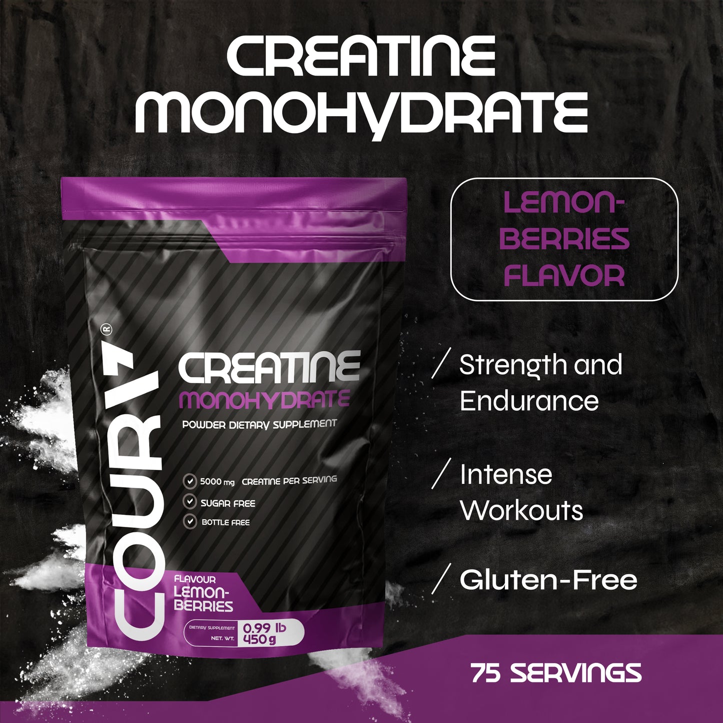 Creatine Monohydrate Lemon-Berries Flavor 450g