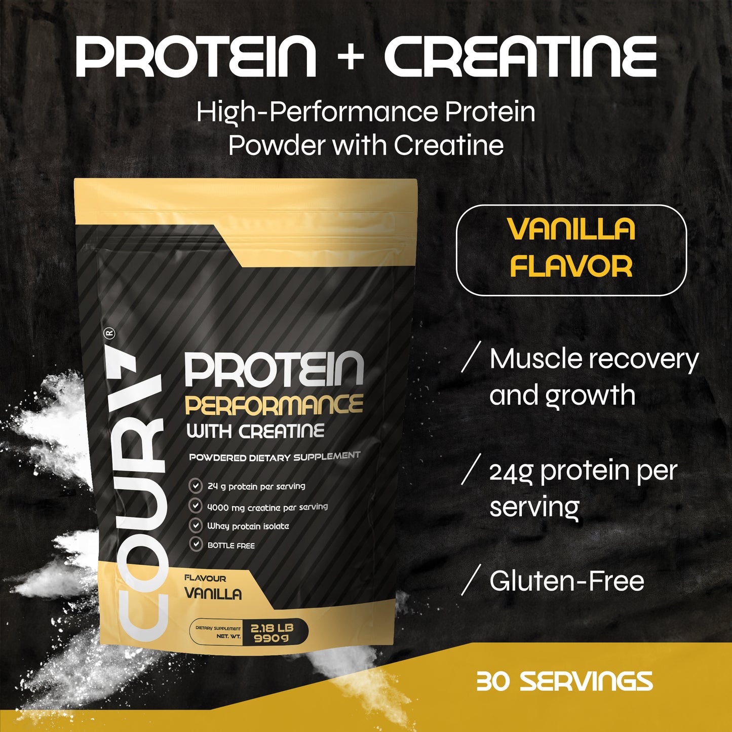 Performance Protein with Creatine 990g - Vanilla Flavor