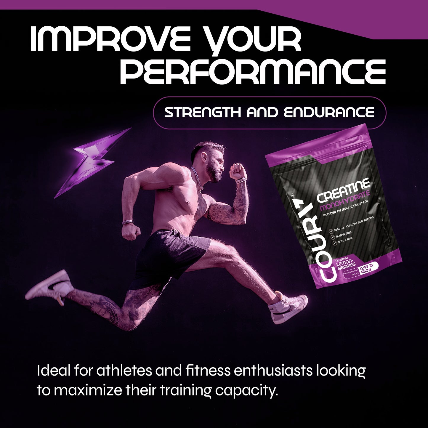 Creatine Monohydrate Lemon-Berries Flavor 450g