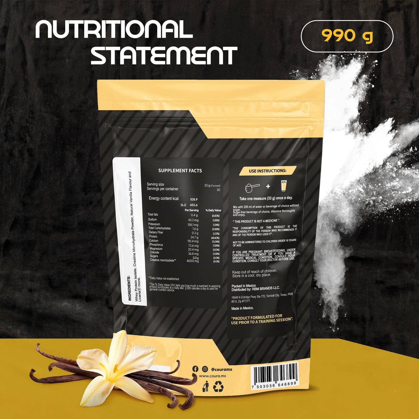 Performance Protein with Creatine 990g - Vanilla Flavor