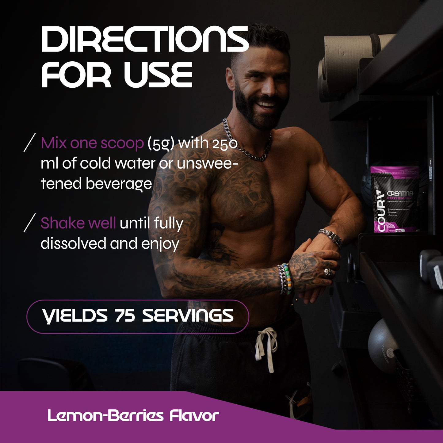 Creatine Monohydrate Lemon-Berries Flavor 450g